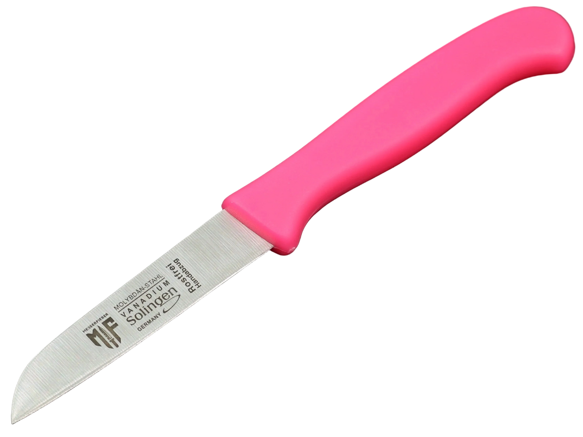 Messerfieber Solinger Zöppken mit pinkem Kunststoffgriff und Handabzug