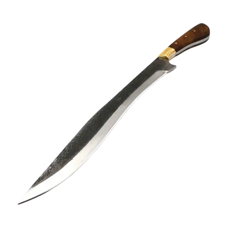 Massives Messer MF Seyid Pala mit 365 mm langer Klinge aus 50CrV4 Chromstahl und edlem Walnussholzgriff mit Messingstück.