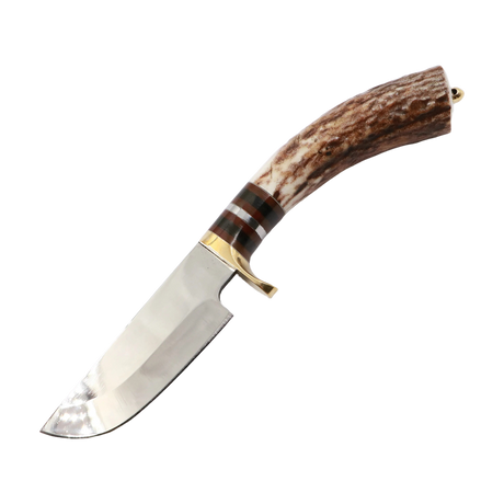 Hirschkralle Messer mit Hirschhorngriff und rostfreier Klinge auf weißem Hintergrund