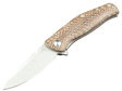 Ridge – Geöffnetes Klappmesser mit heller Klinge und hellbraun strukturiertem Griff.