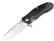 SCHATTENGRAD Summit – Open folding knife with a broad blade, elongated blade hole and black handle.