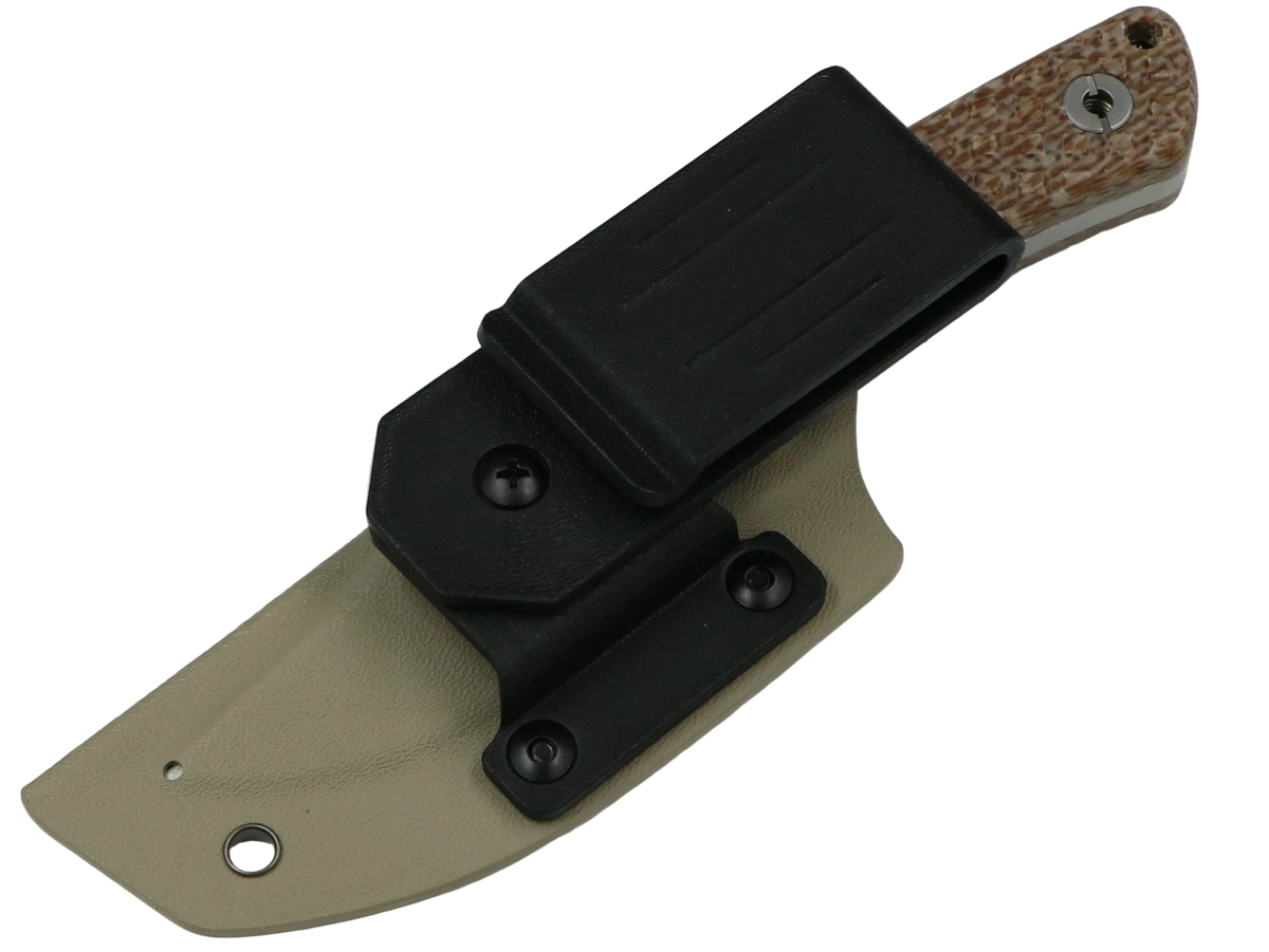 SCHATTENGRAD Talus Peak Grau mit Micarta-Griff und Kydexscheide mit schwarzem Gürtelclip