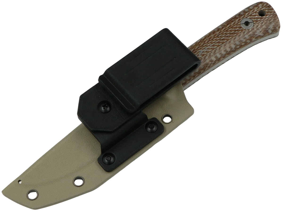 SCHATTENGRAD Talus Stone Grau mit Micarta-Griff und Kydexscheide